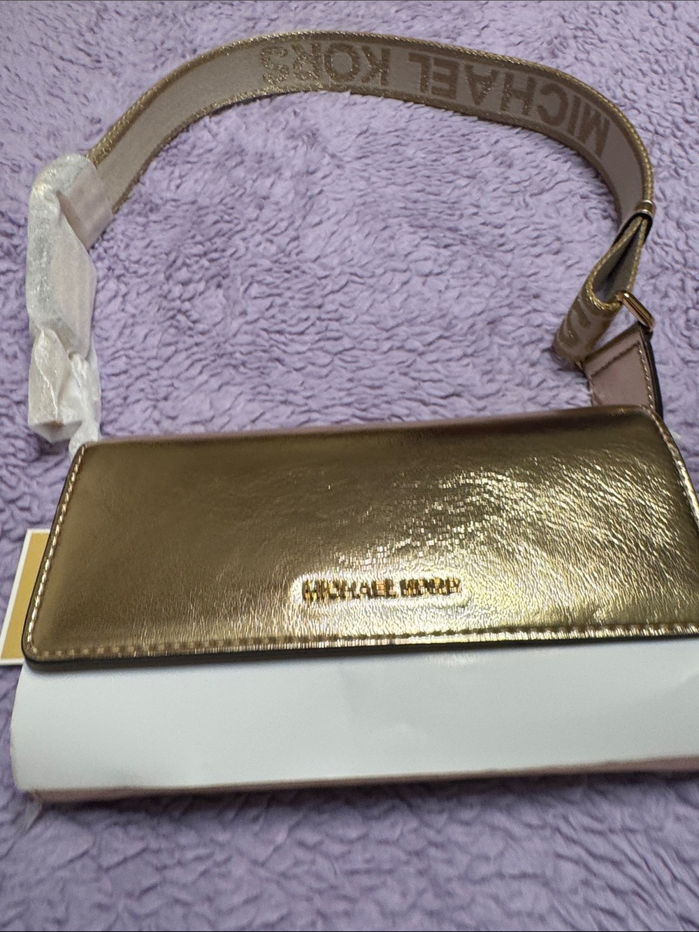 MICHAEL Michael Kors Metallic Gold and White Crossbody Bag